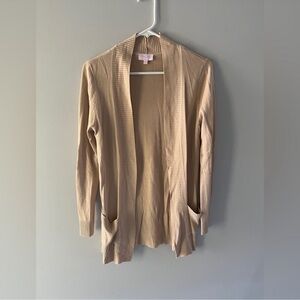 Pink Lily Tan Lightweight Knit Cardigan